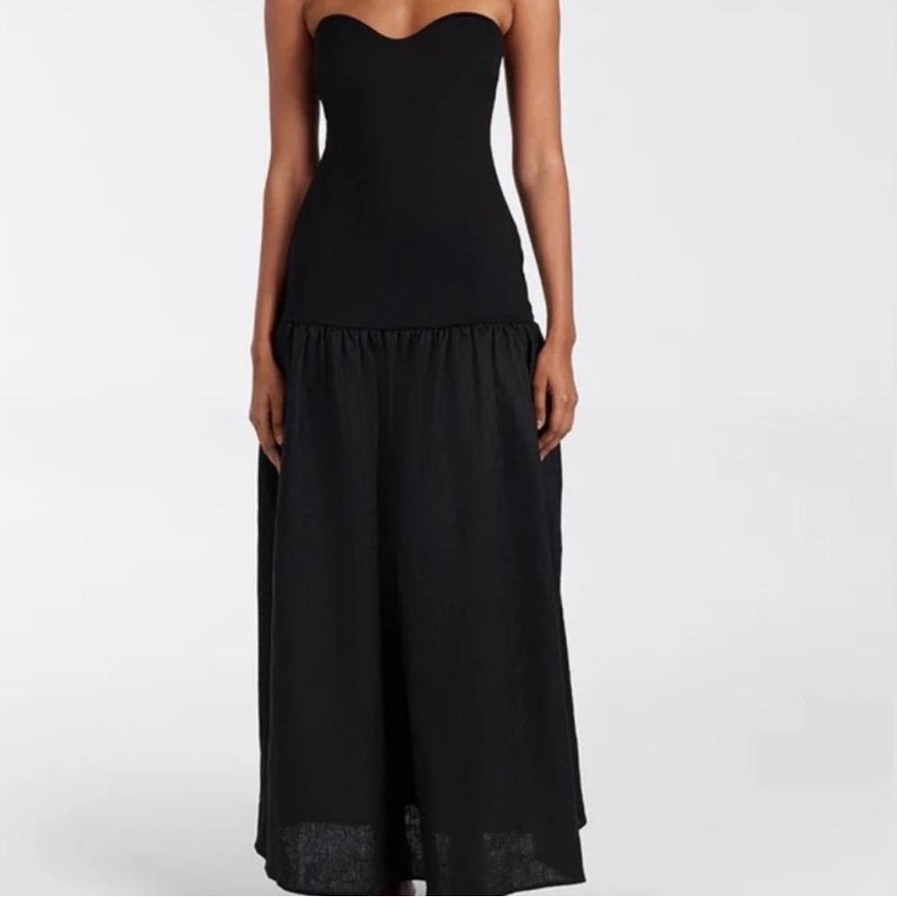 DISSH Ellison black linen strapless dress
